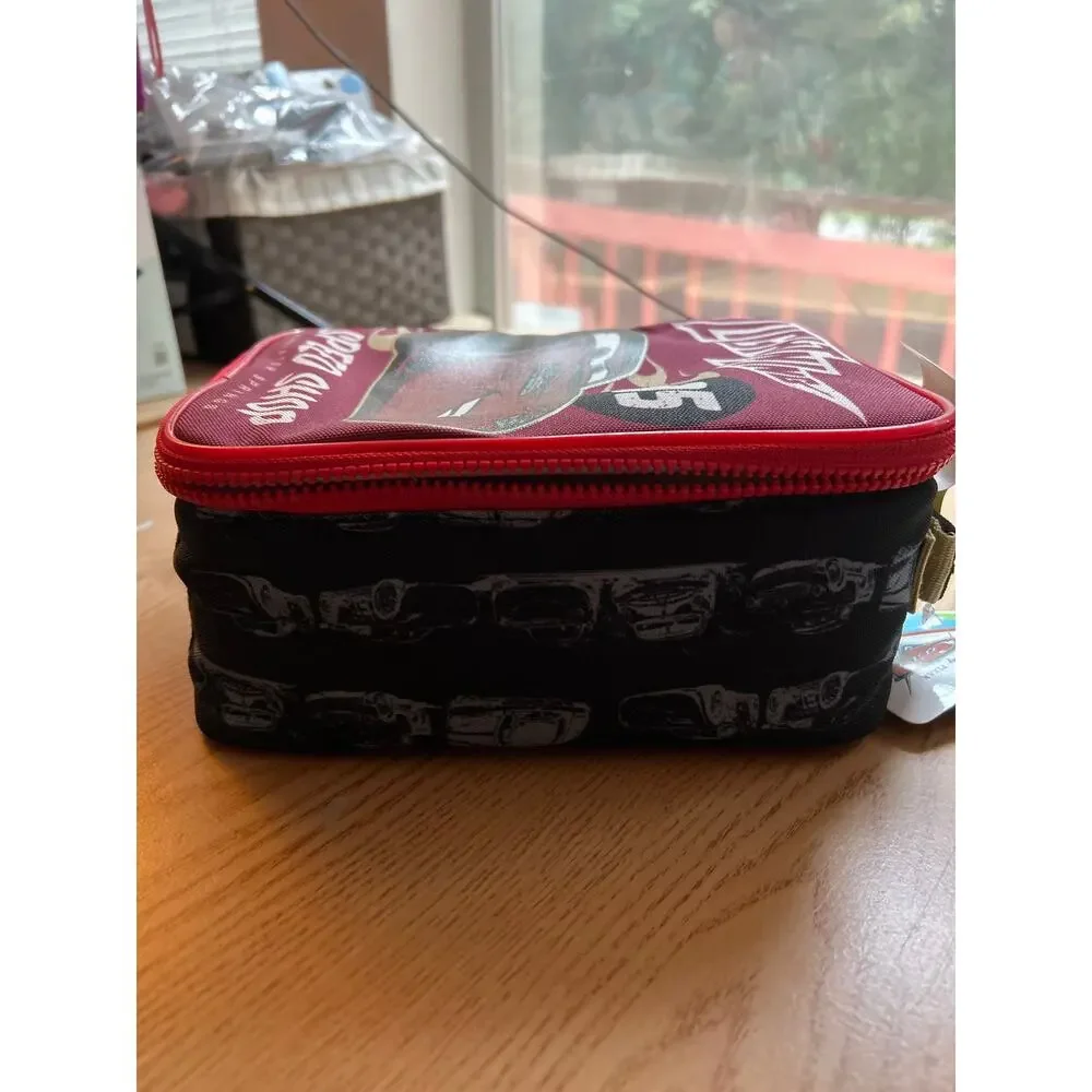 New Boys Disney Pixar Cars Insulated Lunch Bag Zippered Top Pockets 9.5